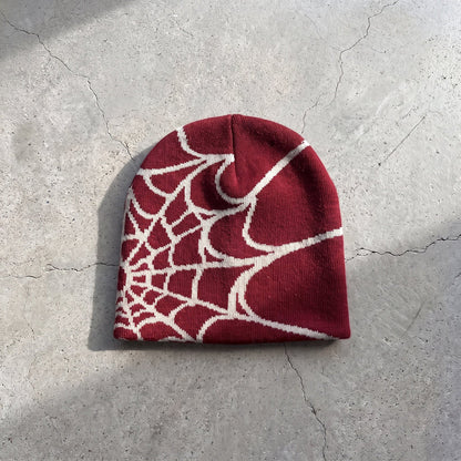 Gorro de punto con diseño de telaraña