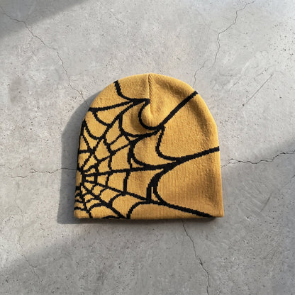 Gorro de punto con diseño de telaraña