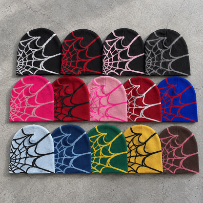 Gorro de punto con diseño de telaraña