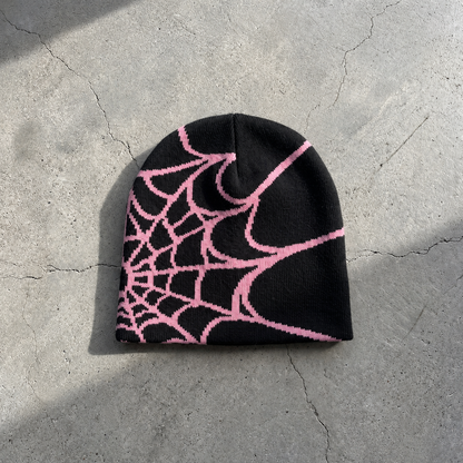 Gorro de punto con diseño de telaraña