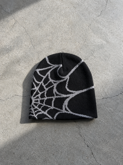 Gorro de punto con diseño de telaraña