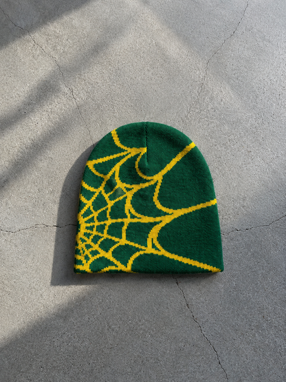 Gorro de punto con diseño de telaraña